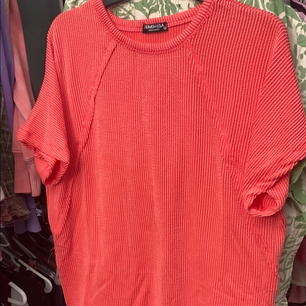 Coral Corded Ribbed Top